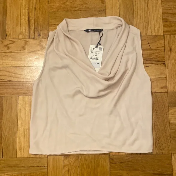 Tan cowl neck blouse - Picture 1 of 3